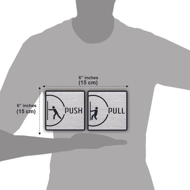 PUSH / PULL Door Sign Board – 6 x 6 Inch Self-Adhesive Instruction Sign for Indoor Use