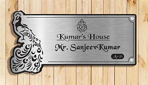 Wooden Personalized Name Plate, Peacock Name Plate