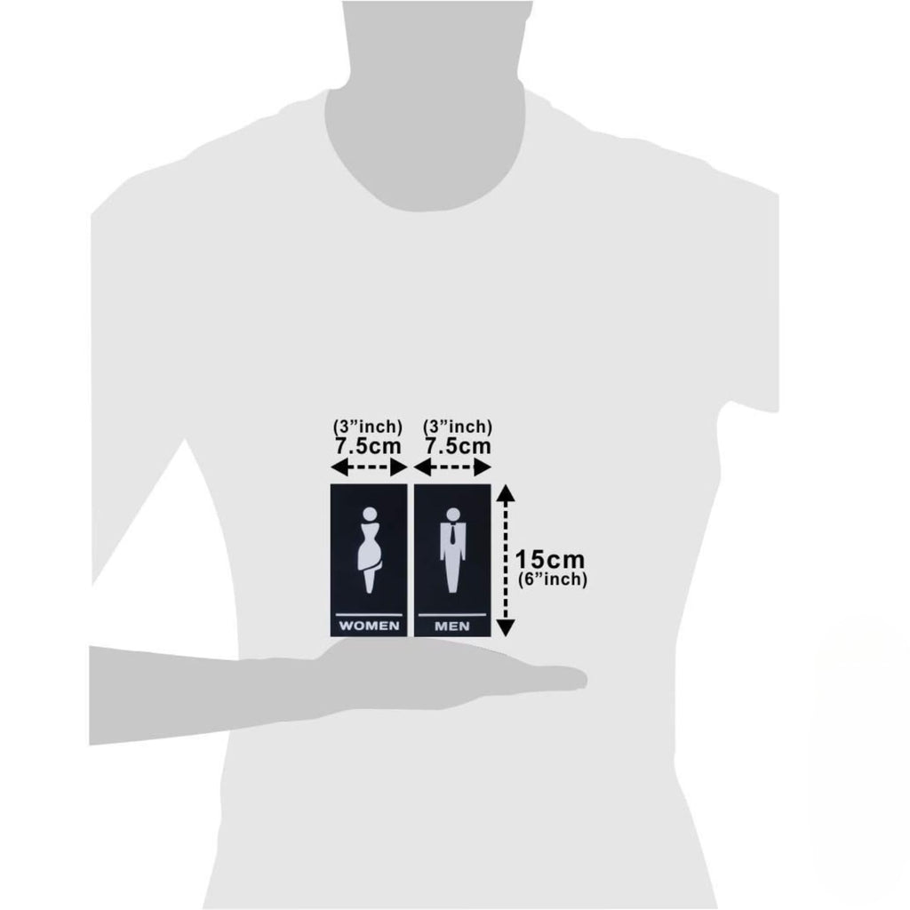 MEN WOMEN WASHROOM Door Sign – 6 x 3 Inch Self-Adhesive Restroom Identification Board