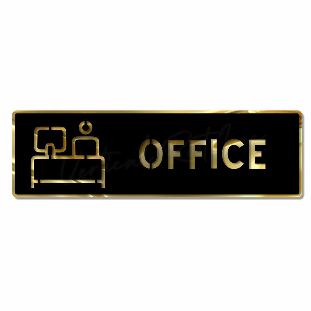 Black & Gold OFFICE Door Sign – Premium Acrylic Room Identification Sign with 3M Self-Adhesive