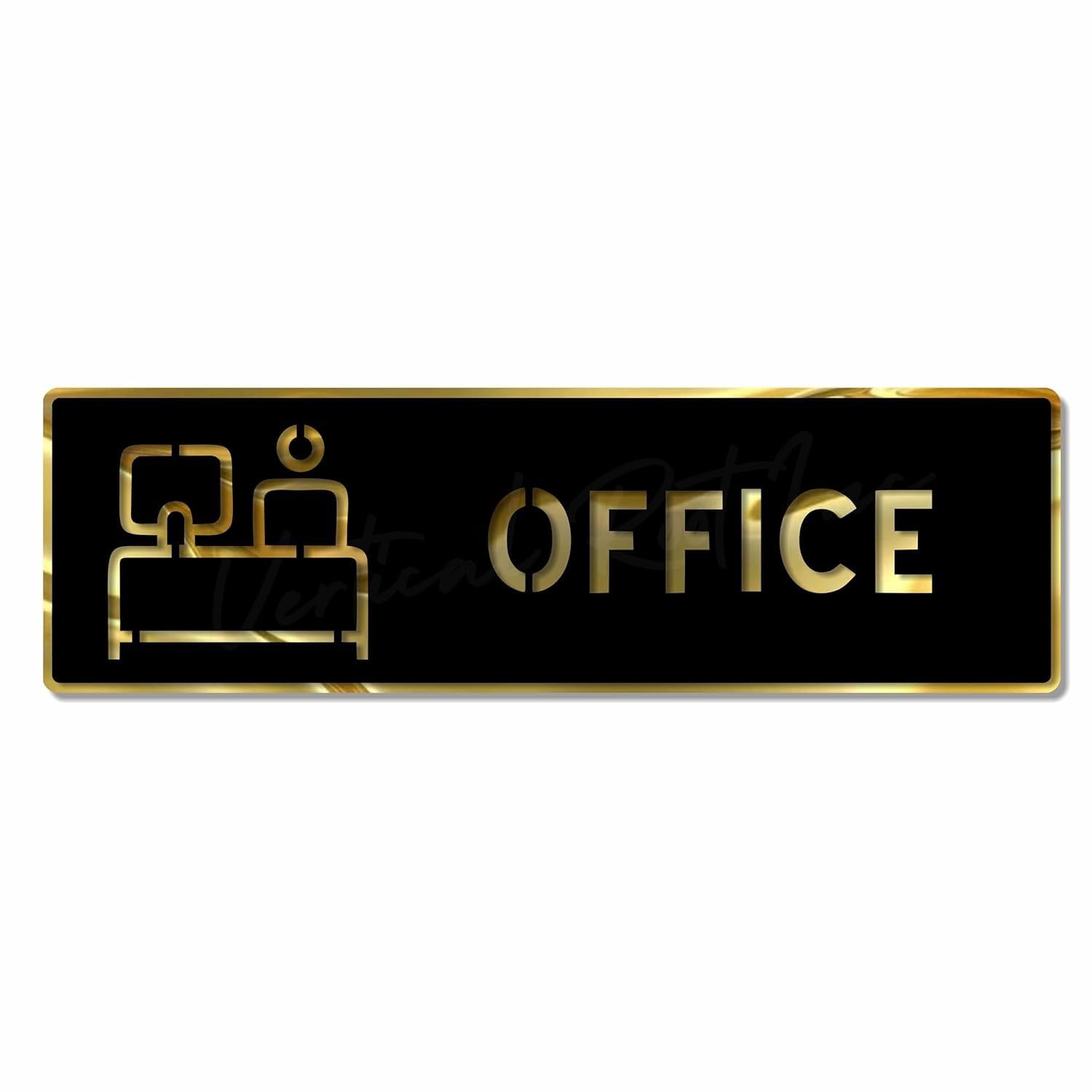 Black & Gold OFFICE Door Sign – Premium Acrylic Room Identification Sign with 3M Self-Adhesive