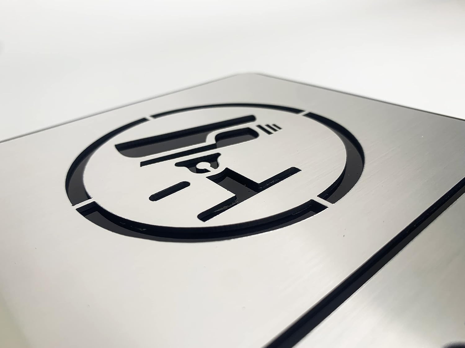 CCTV Surveillance Sign Board – Brushed Steel Finish Security Sign with Self-Adhesive (5.5 x 9 Inch)