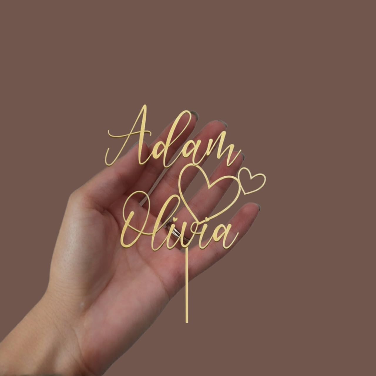Custom Couples Cake Topper – Personalized Elegant Script Names