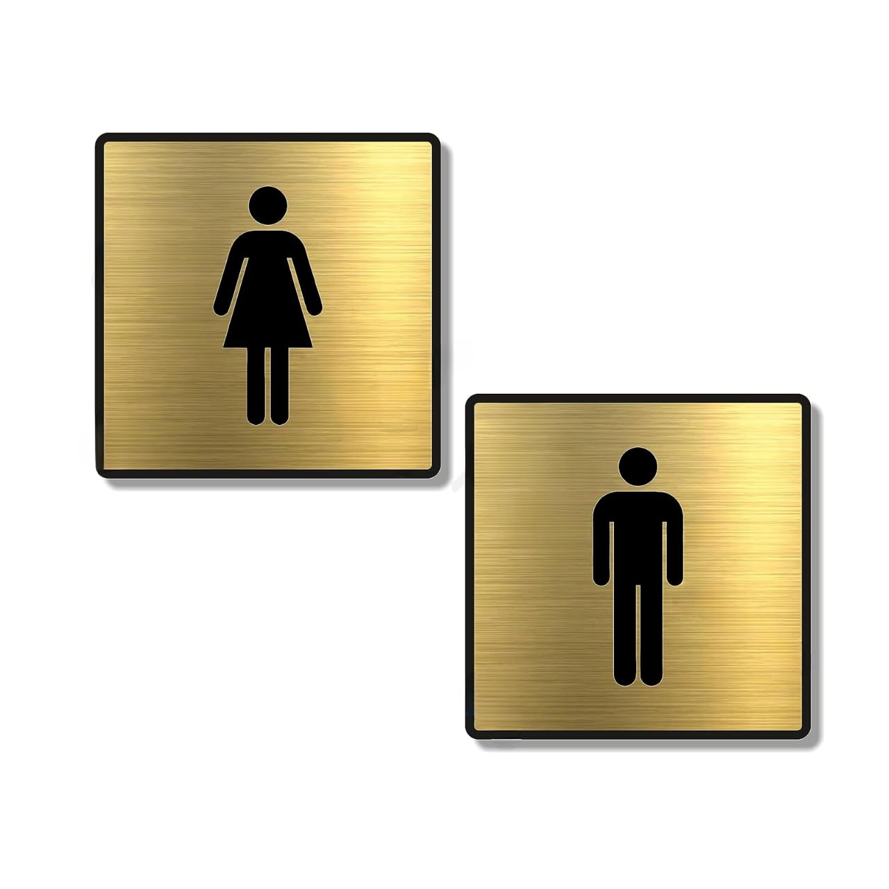 : Brushed Gold Men & Women Washroom Sign – Premium Acrylic Restroom Sign with 3M Self-Adhesive