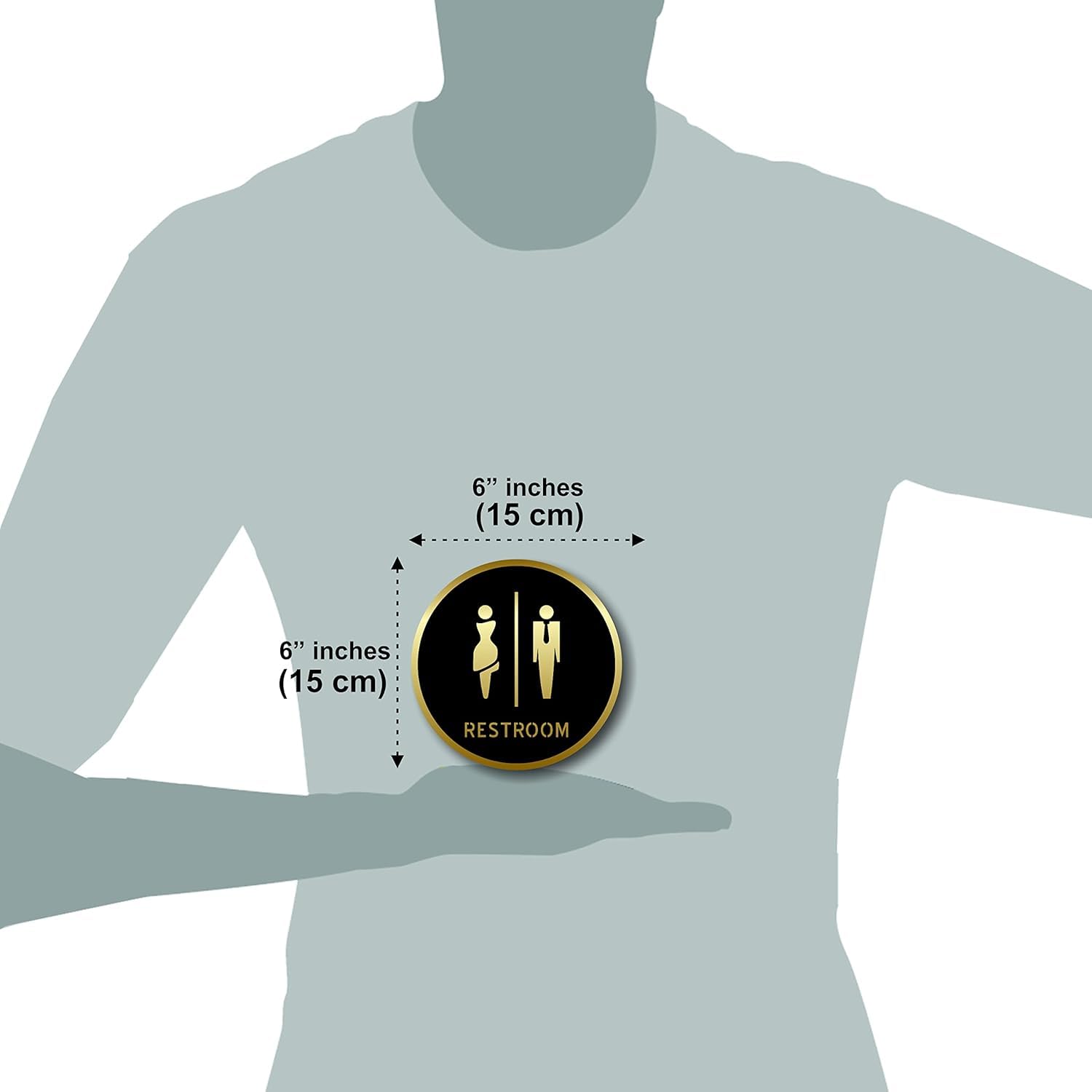 : RESTROOM Door Sign Board – 6 x 6 Inch Square Self-Adhesive Identification Sign