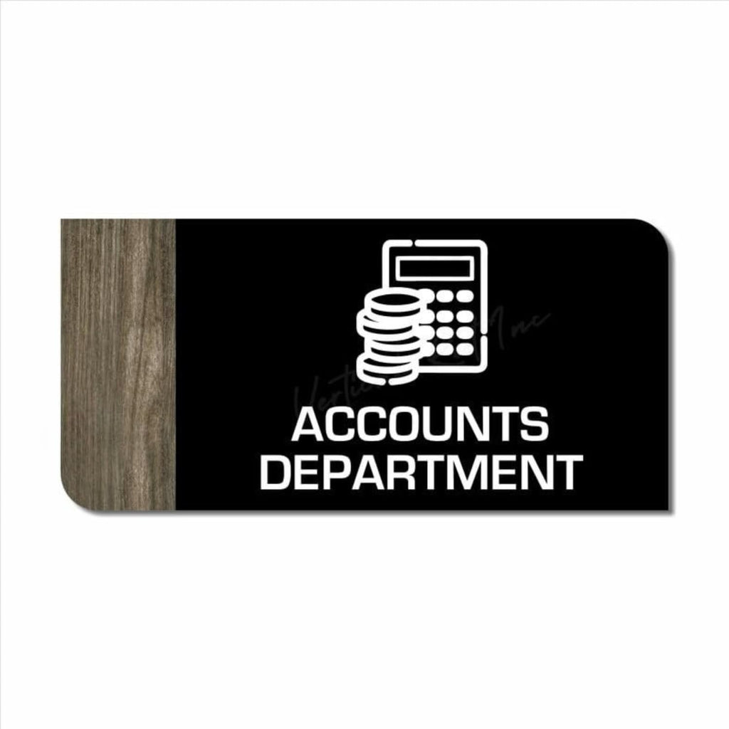 Premium Black Wooden Acrylic Account Department Door Sticker | Elegant Office Signage