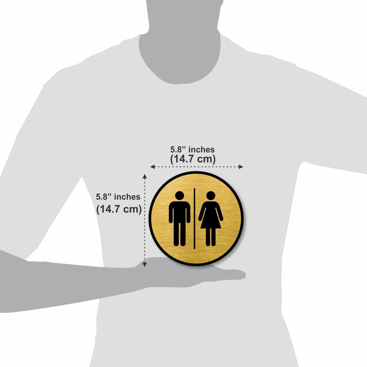 Brushed Gold Unisex Washroom Sign – Acrylic Restroom Sign with 3M Self-Adhesive