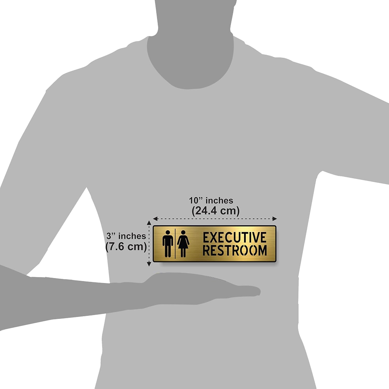 Elegant Brushed Gold Finish Acrylic Washroom Sign | 3 x 10 Inch Door Signage