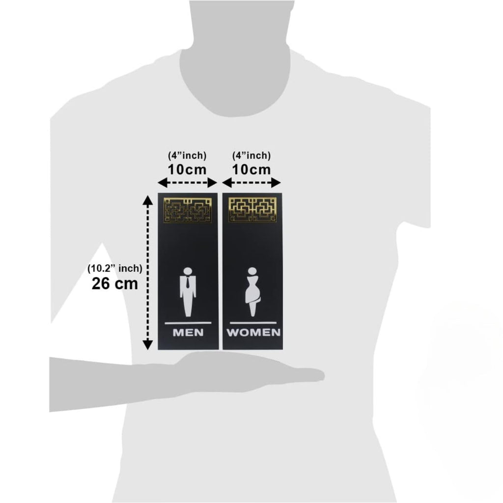 Universal Acrylic Men & Women Washroom Sign | Self-Adhesive Restroom Signage