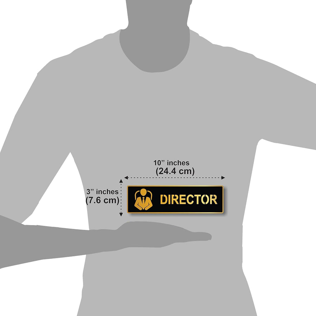 Black & Gold Acrylic “DIRECTOR” Name Plate – Premium Office Door Sign with 3M Self-Adhesive Mount