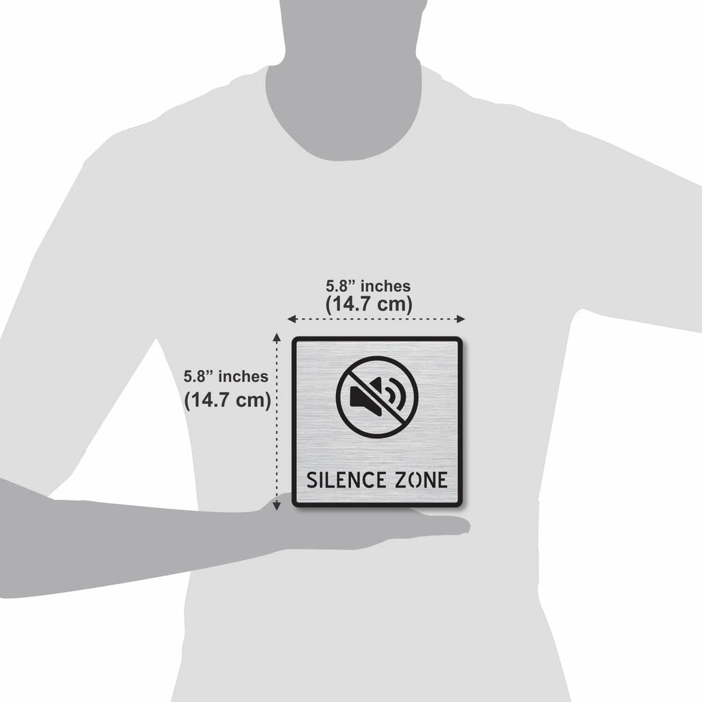 Premium Brushed Silver Finish Acrylic SILENCE ZONE Sign | Modern Office Signage