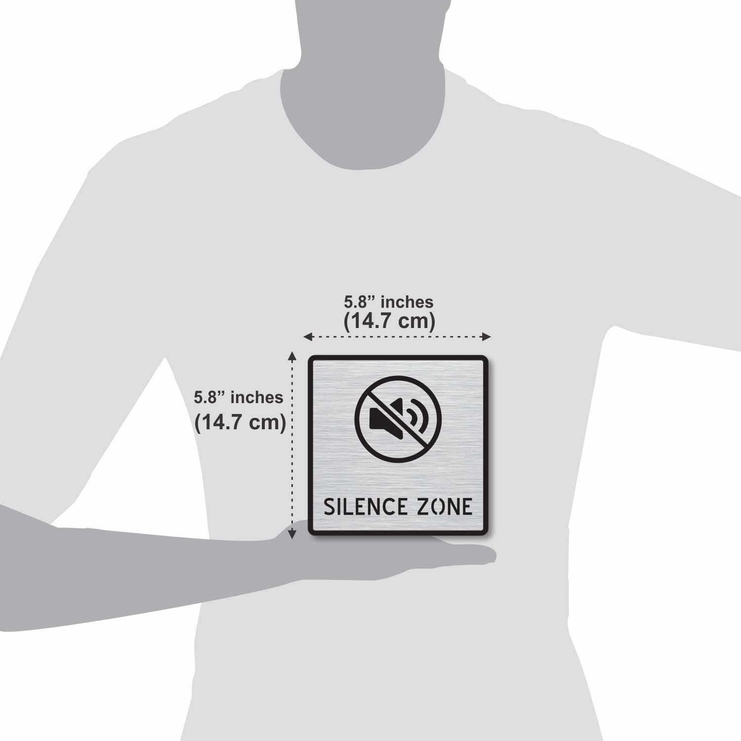 Premium Brushed Silver Finish Acrylic SILENCE ZONE Sign | Modern Office Signage