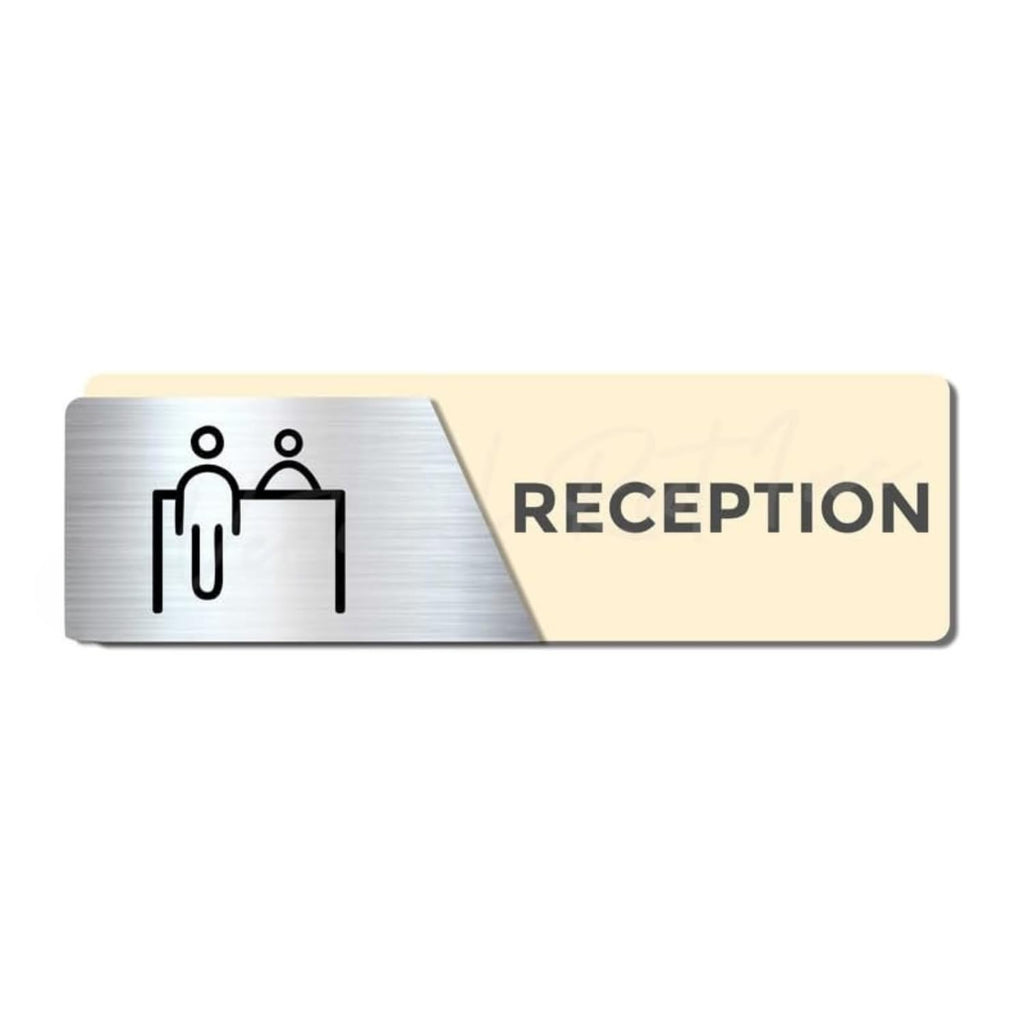 Premium Cream & Brushed Silver Finish Acrylic Door Sign | 10 x 3 Inch Professional Signage