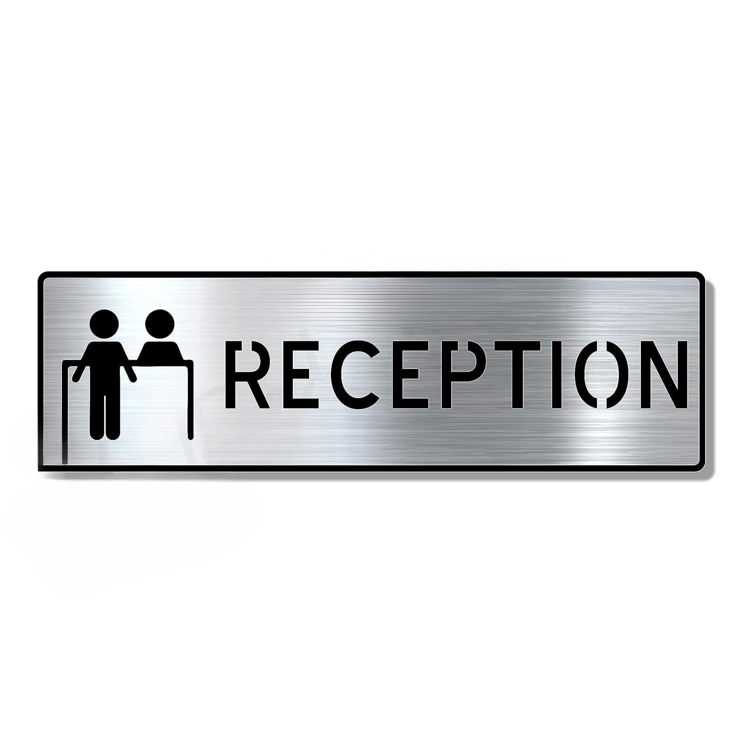 Premium Brush Steel Finish Acrylic RECEPTION Desk Sign | Modern Office Signage  Product Tags: