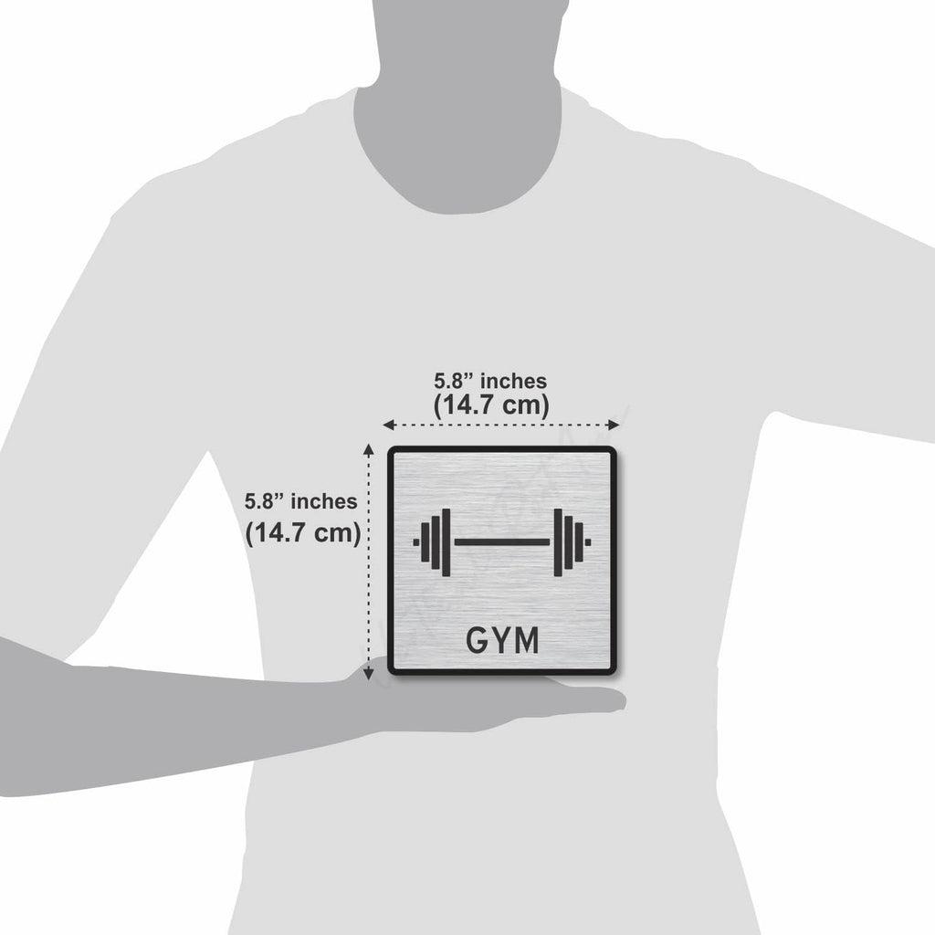 Premium Silver Brush Finish Acrylic GYM Door Sign | Modern Fitness Area Signage