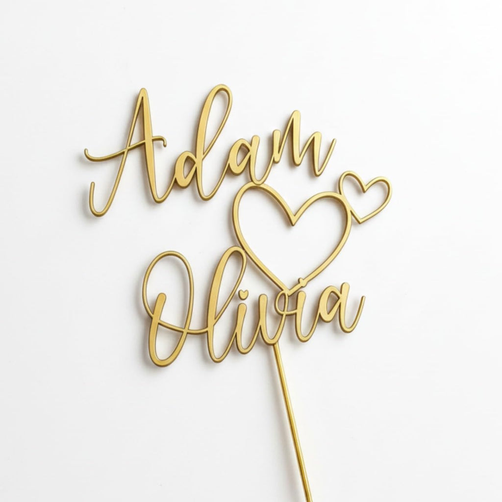 Custom Couples Cake Topper – Personalized Elegant Script Names