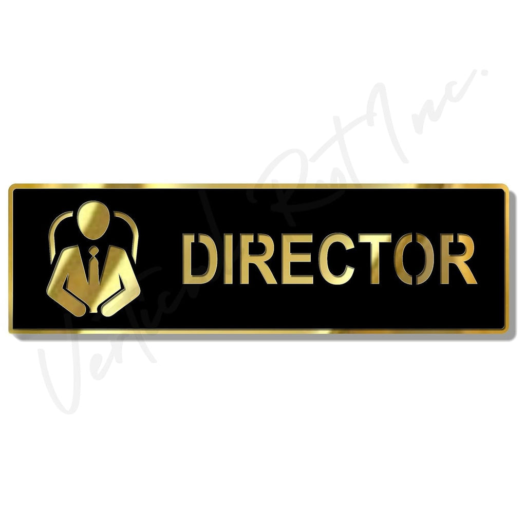 Black & Gold Acrylic “DIRECTOR” Name Plate – Premium Office Door Sign with 3M Self-Adhesive Mount