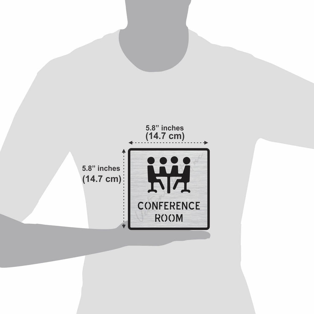 : Brushed Silver CONFERENCE ROOM Door Sign – Acrylic Room Identification Sign with 3M Self-Adhesive