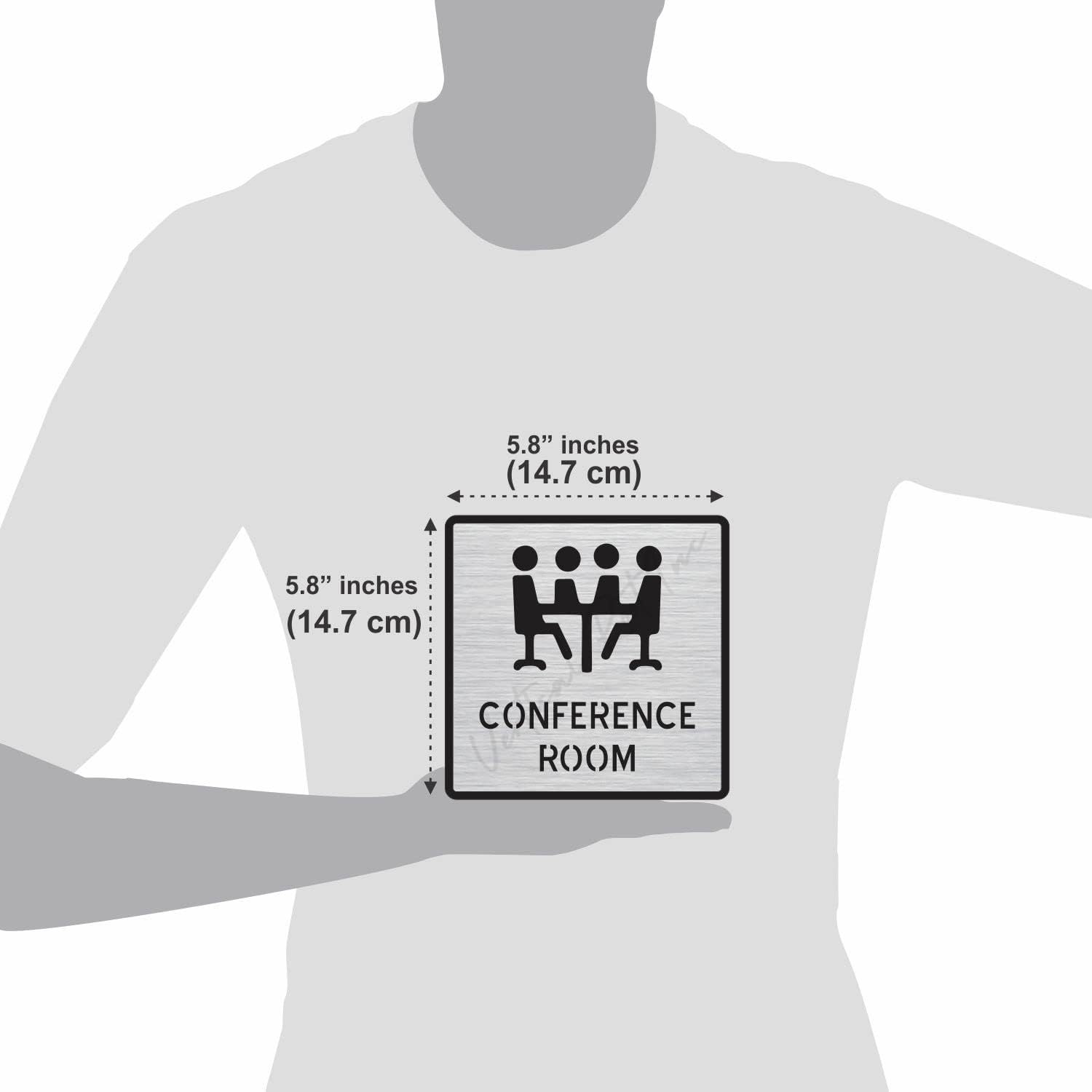 : Brushed Silver CONFERENCE ROOM Door Sign – Acrylic Room Identification Sign with 3M Self-Adhesive