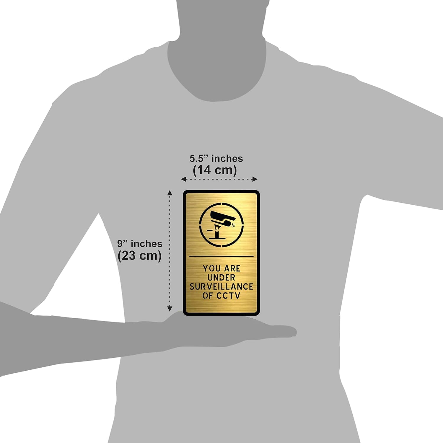 Brushed Gold CCTV Surveillance Warning Sign – Waterproof Acrylic Security Board with Self-Adhesive