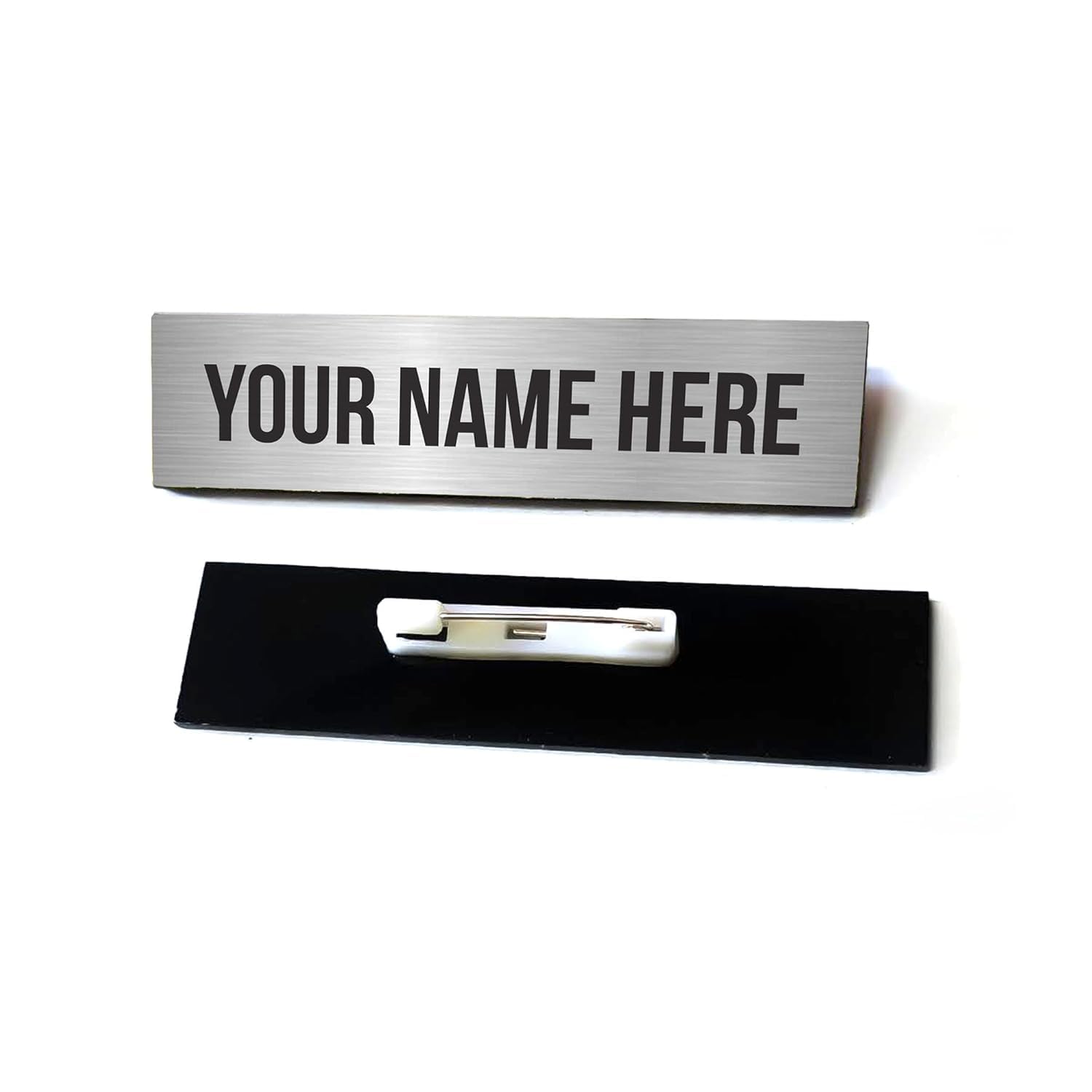 Premium Acrylic Name Badge with Brushed Silver Finish