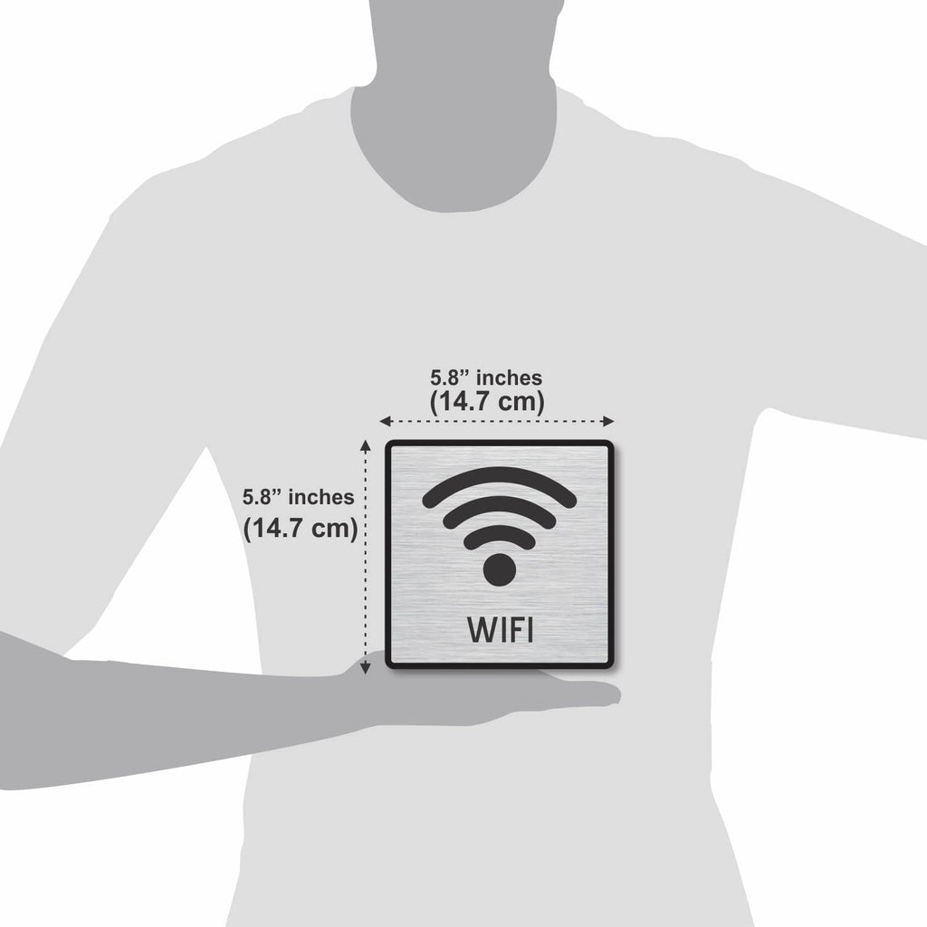 Premium Silver Brush Finish Acrylic FREE WiFi Sign | Modern Information Signage