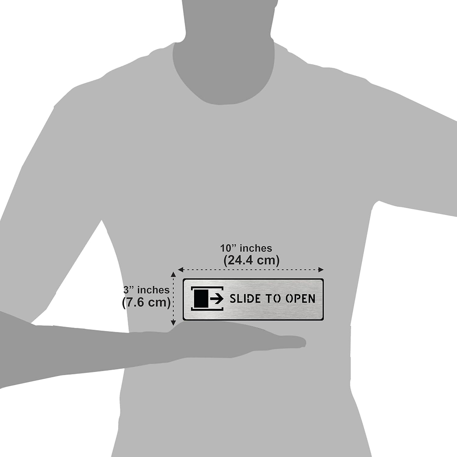 Brushed Steel “Slide to Open” Door Sign – Premium Acrylic Instruction Sign with 3M Self-Adhesive