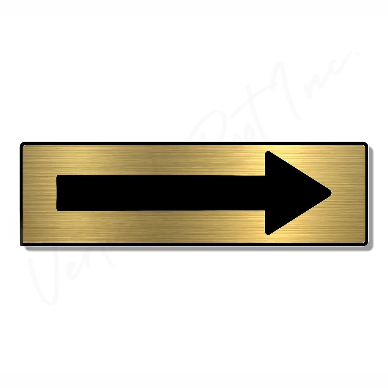 Black & Gold Arrow Direction Sign Board – 10 x 3 Inch Premium Wayfinding Sign