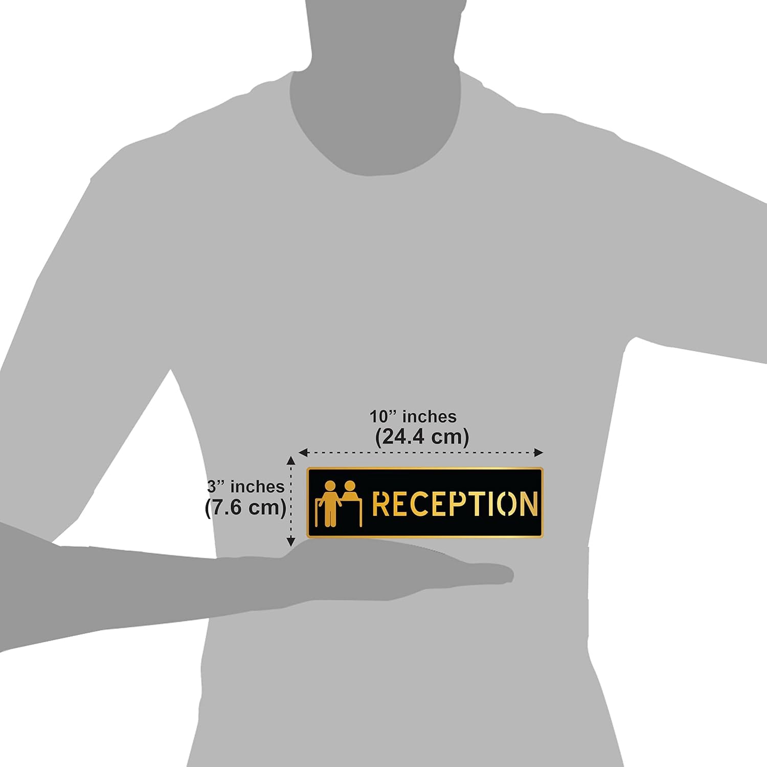 Black & Gold RECEPTION Desk Sign – Premium Acrylic Reception Area Sign with 3M Self-Adhesive