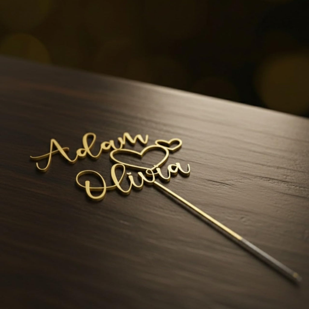 Custom Couples Cake Topper – Personalized Elegant Script Names