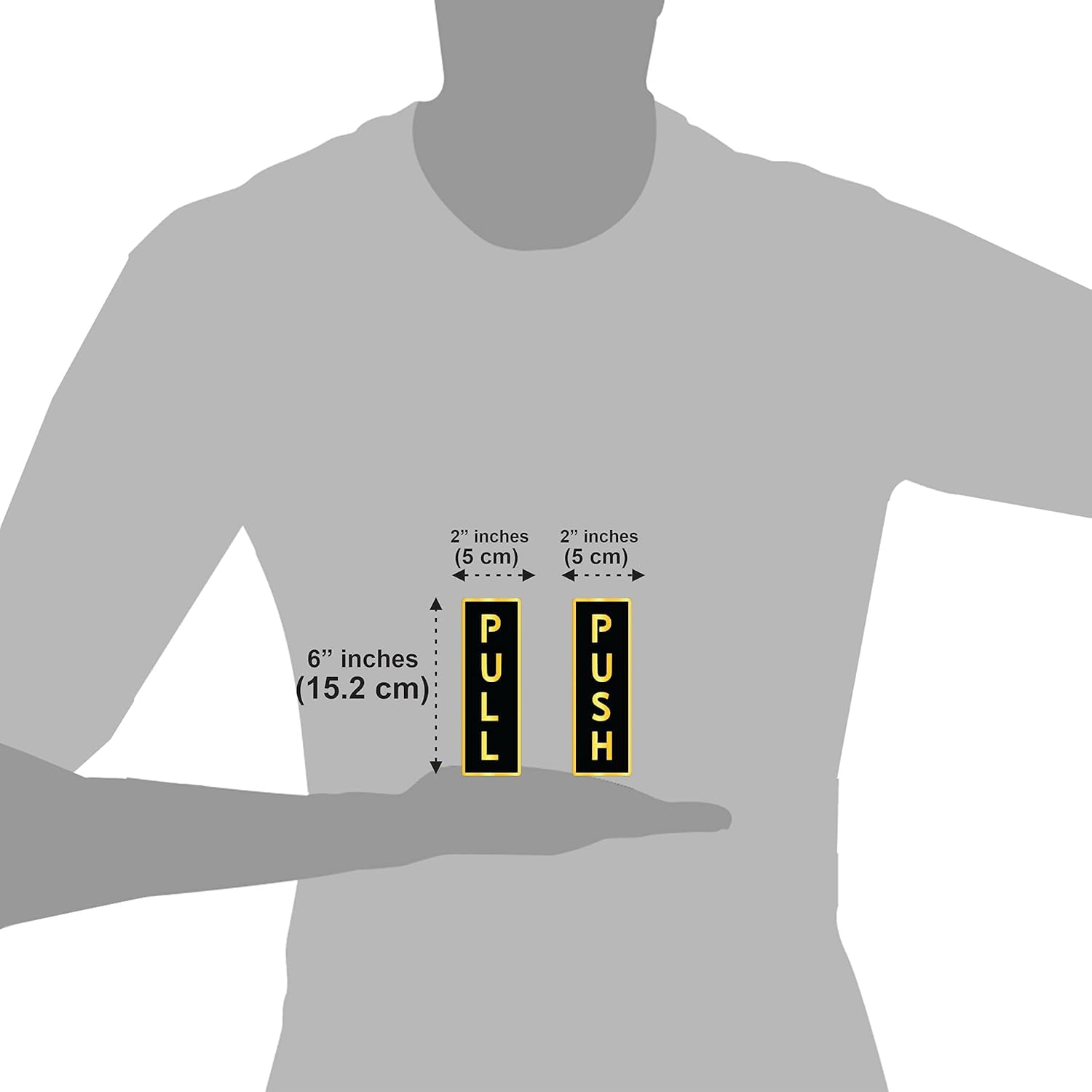 Black & Gold PUSH & PULL Door Sign – 6 x 2 Inch Premium Acrylic Self-Adhesive Sign