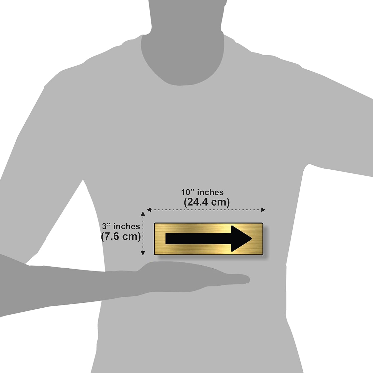 Black & Gold Arrow Direction Sign Board – 10 x 3 Inch Premium Wayfinding Sign