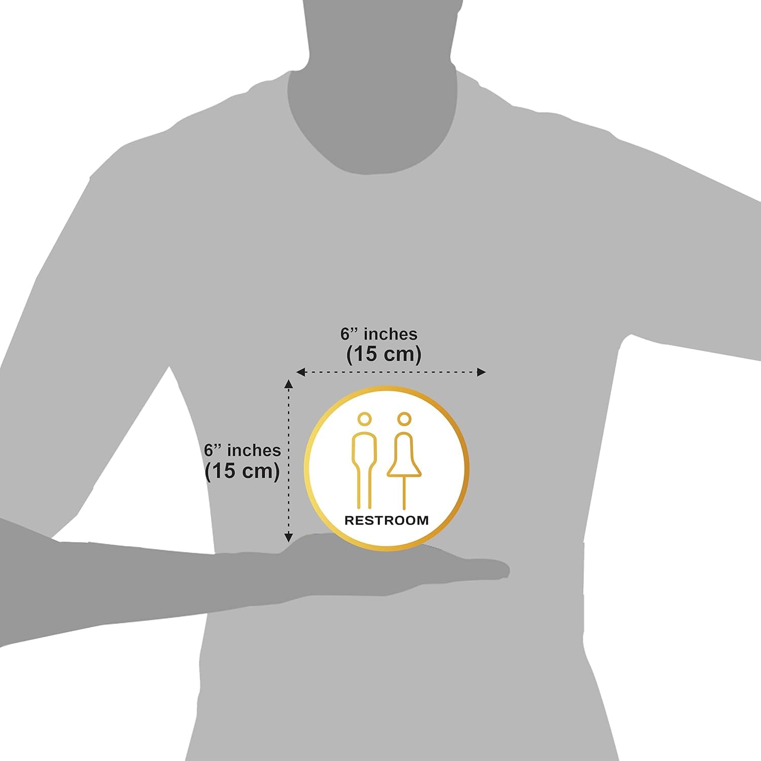 Matte White & Gold Washroom Sign – Men & Women Acrylic Door Sign with Self-Adhesive