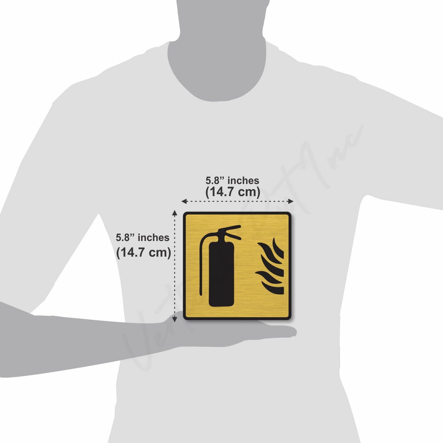 Brushed Gold FIRE EXTINGUISHER Sign – Premium Acrylic Safety Sign with 3M Self-Adhesive