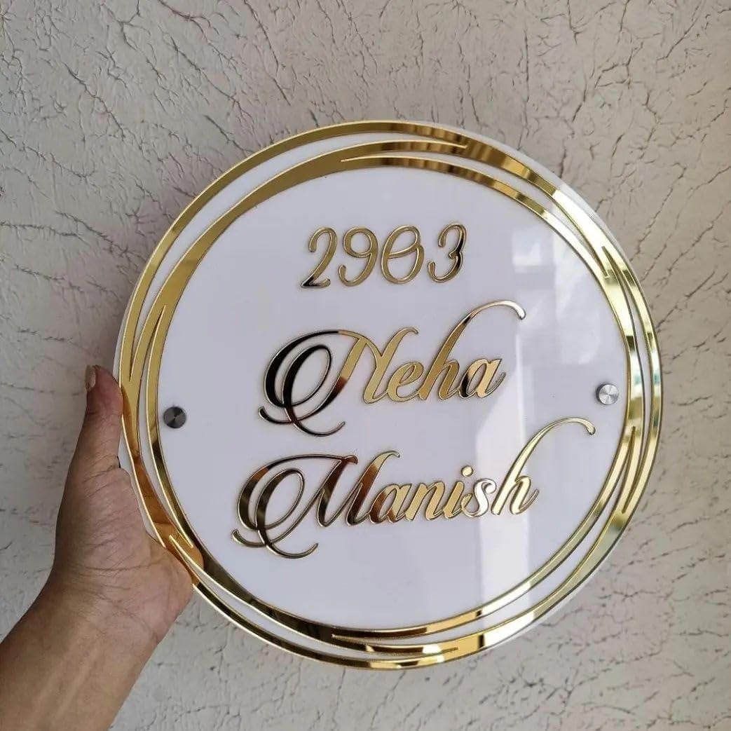Personalized 12-Inch Round White Acrylic Name Plate