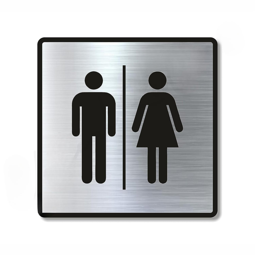 Premium Silver Brush Finish Acrylic Men & Women Washroom Sign | Modern Signage
