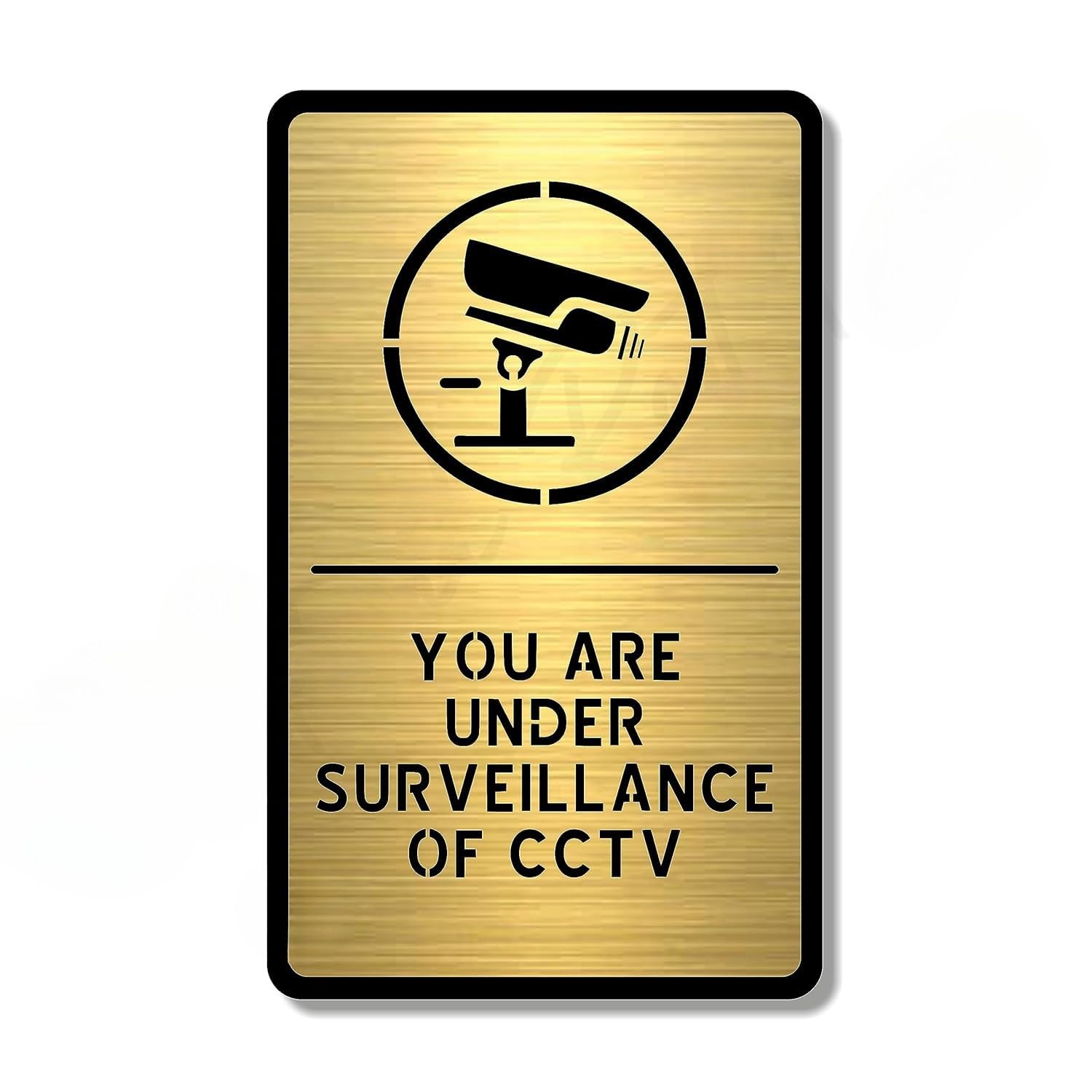 Brushed Gold Acrylic CCTV in Operation Sign Board – 5.5 x 9 Inch Premium Surveillance Notice for Office, Shop & Commercial Spaces