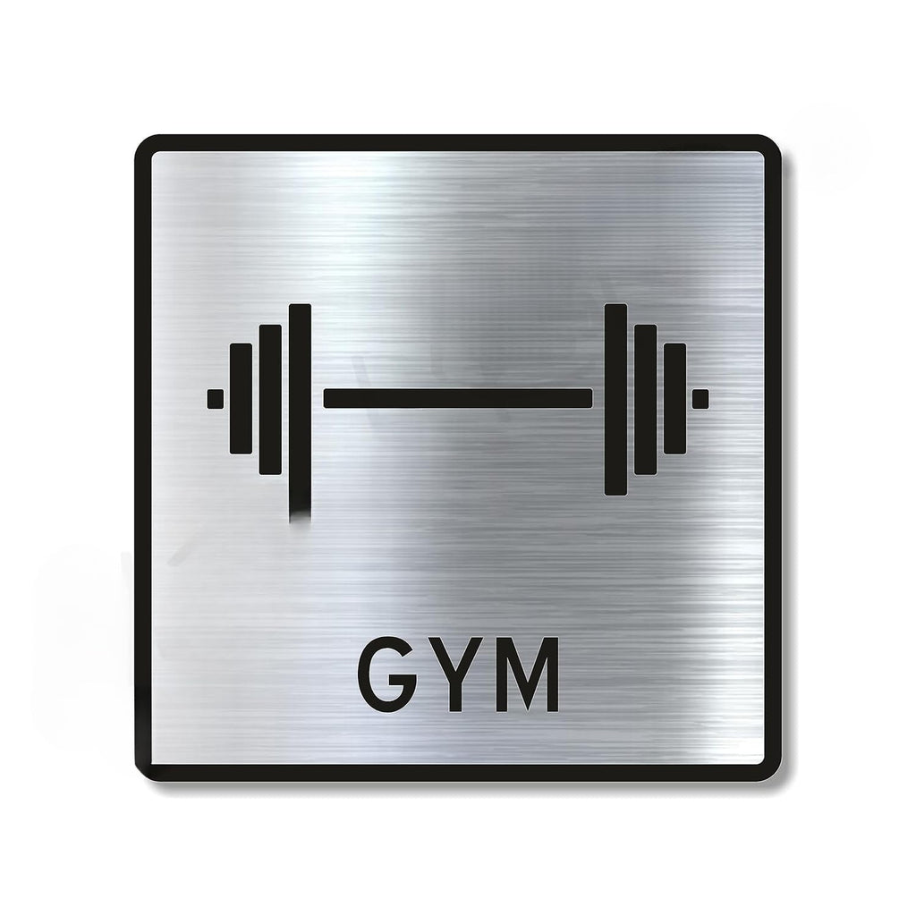 Premium Silver Brush Finish Acrylic GYM Door Sign | Modern Fitness Area Signage