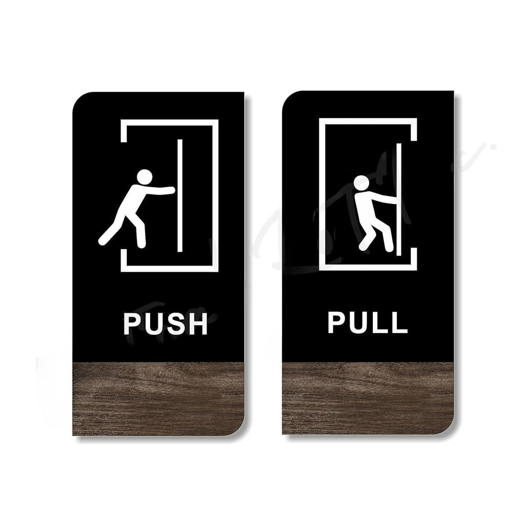 Premium Black Wooden Texture Acrylic Door Sign | 6 x 3 Inch Professional Signage