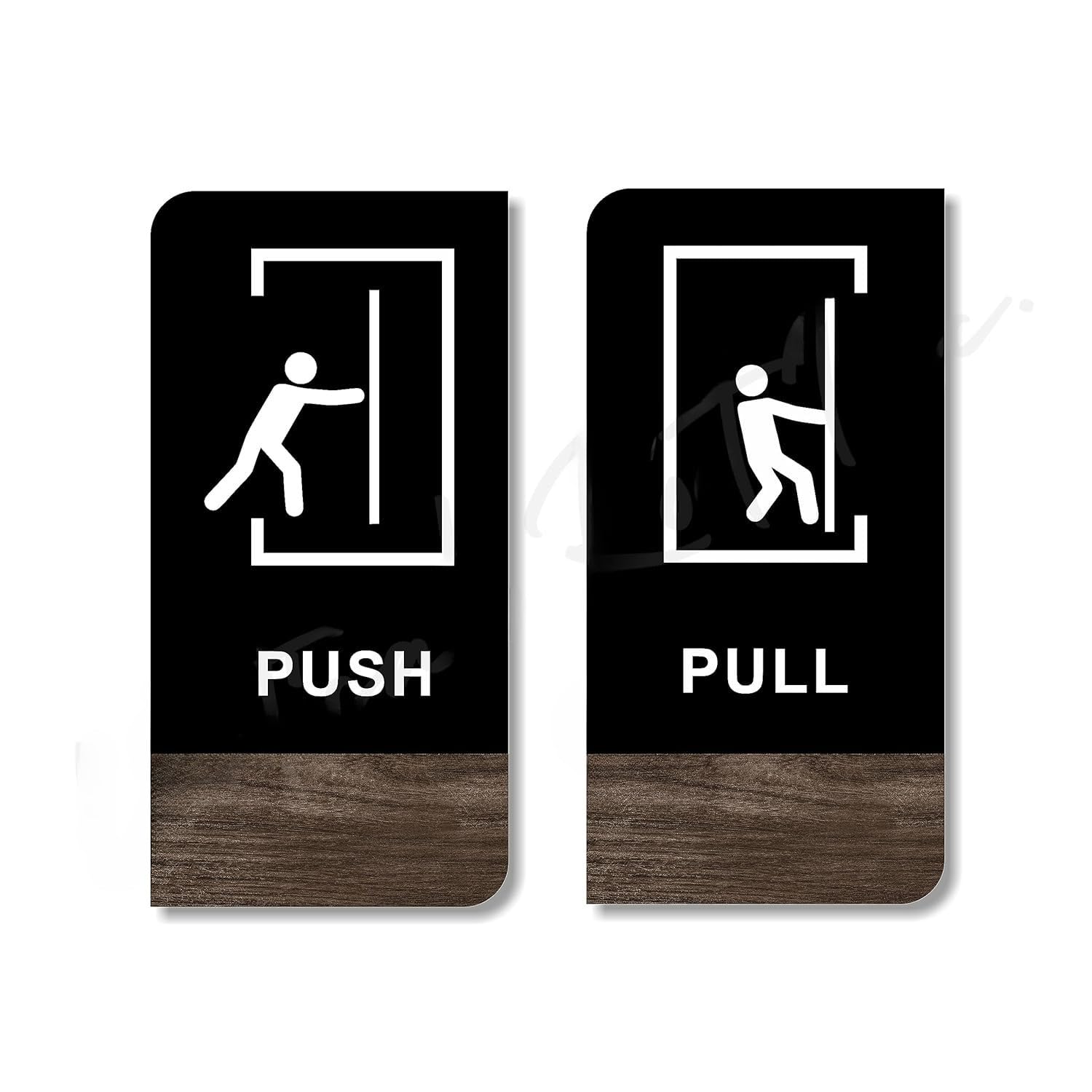 Premium Black Wooden Texture Acrylic Door Sign | 6 x 3 Inch Professional Signage