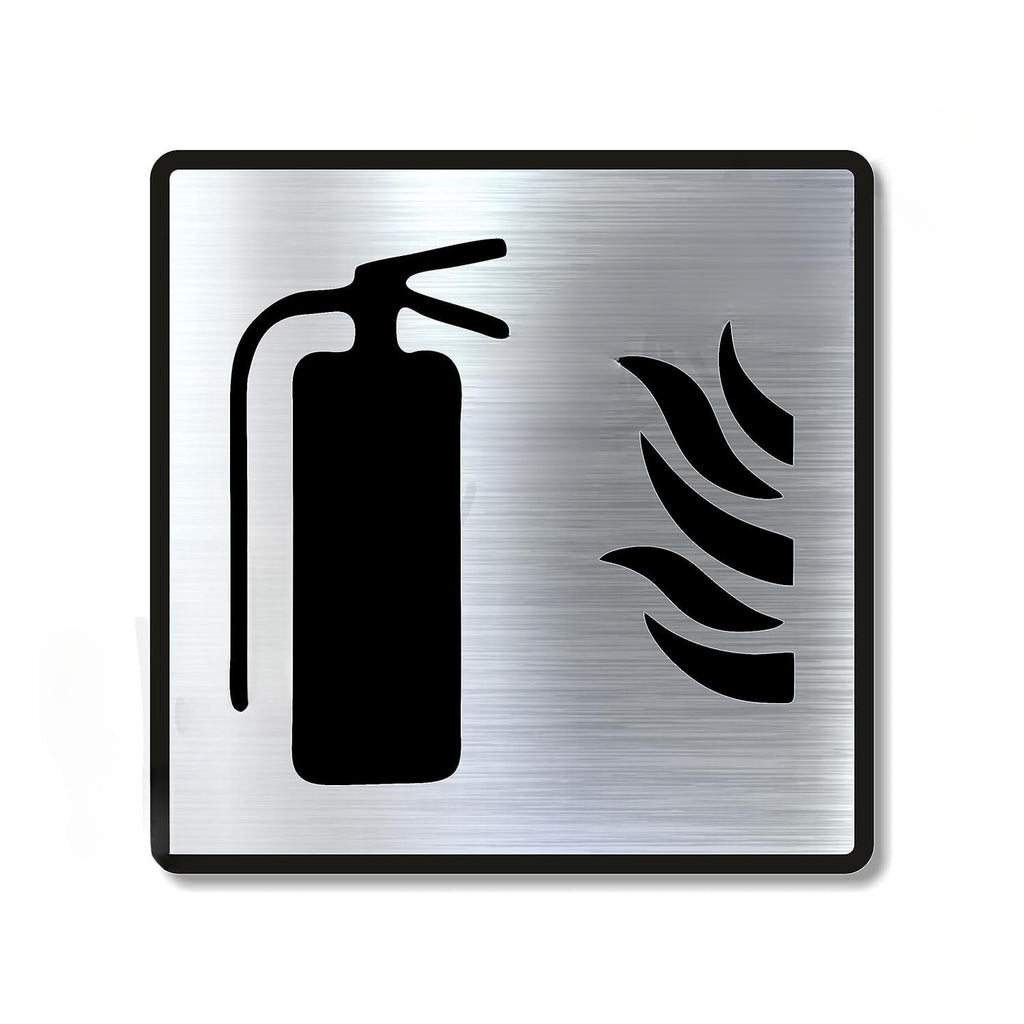Premium Brushed Silver Finish Acrylic FIRE EXTINGUISHER Sign | Safety Signage