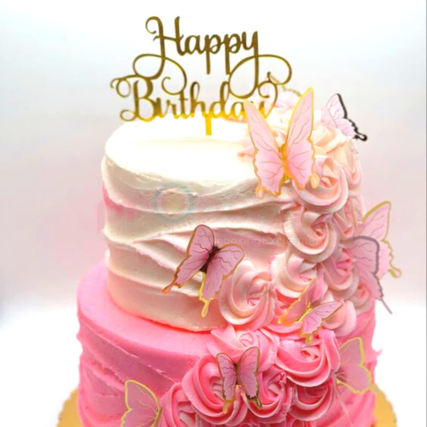 Elegant Golden Cake Decoration with Curvaceous Text
