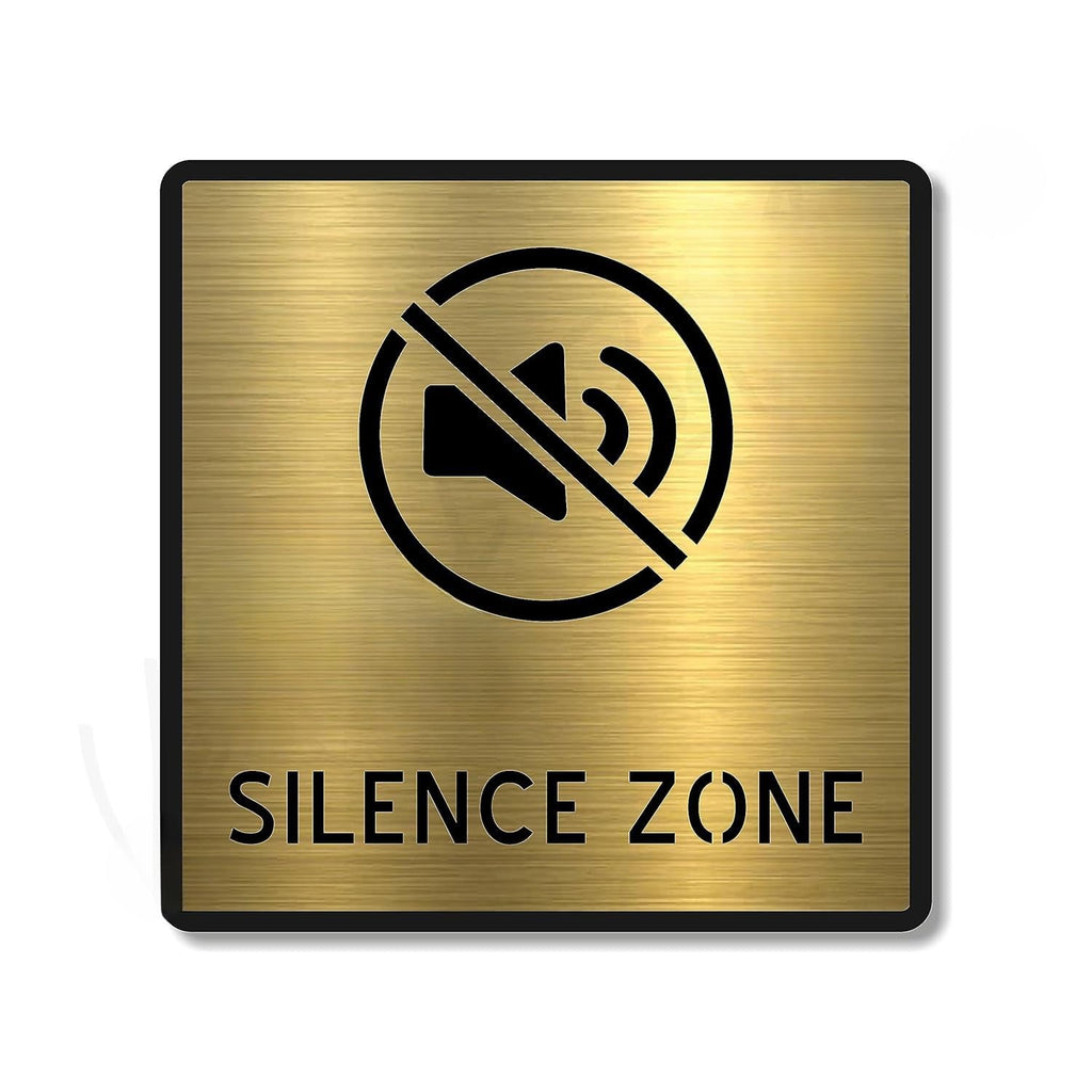 Premium Gold Brush Finish Acrylic SILENCE Sign | Elegant Professional Signage