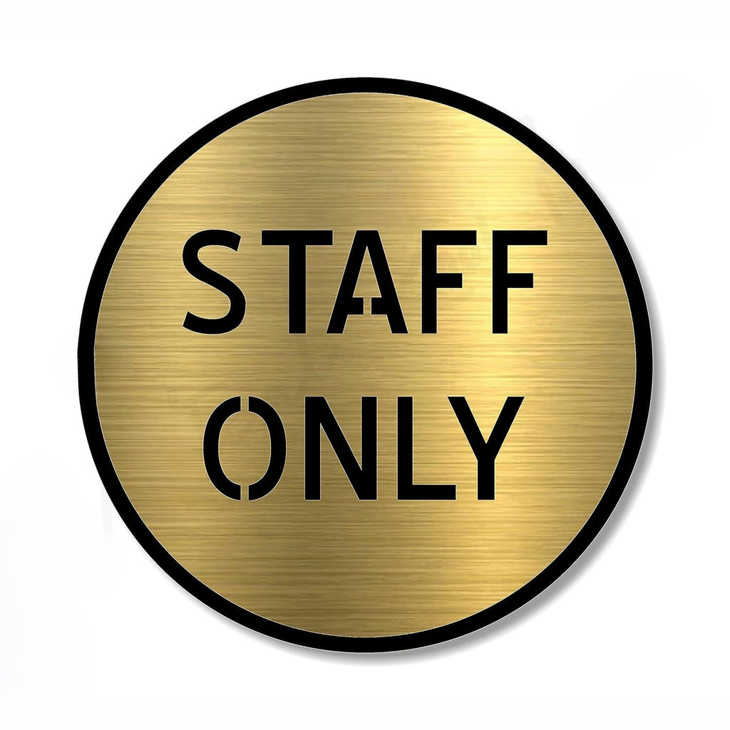 Brushed Gold Acrylic “STAFF ONLY” Sign Board – Premium Restricted Area Sign with 3M Adhesive | Professional Office & Commercial Signage
