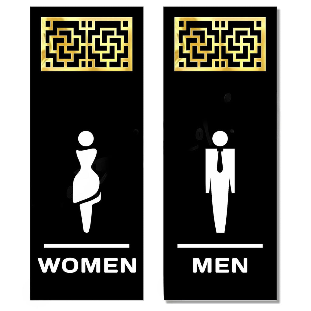 Universal Acrylic Men & Women Washroom Sign | Self-Adhesive Restroom Signage