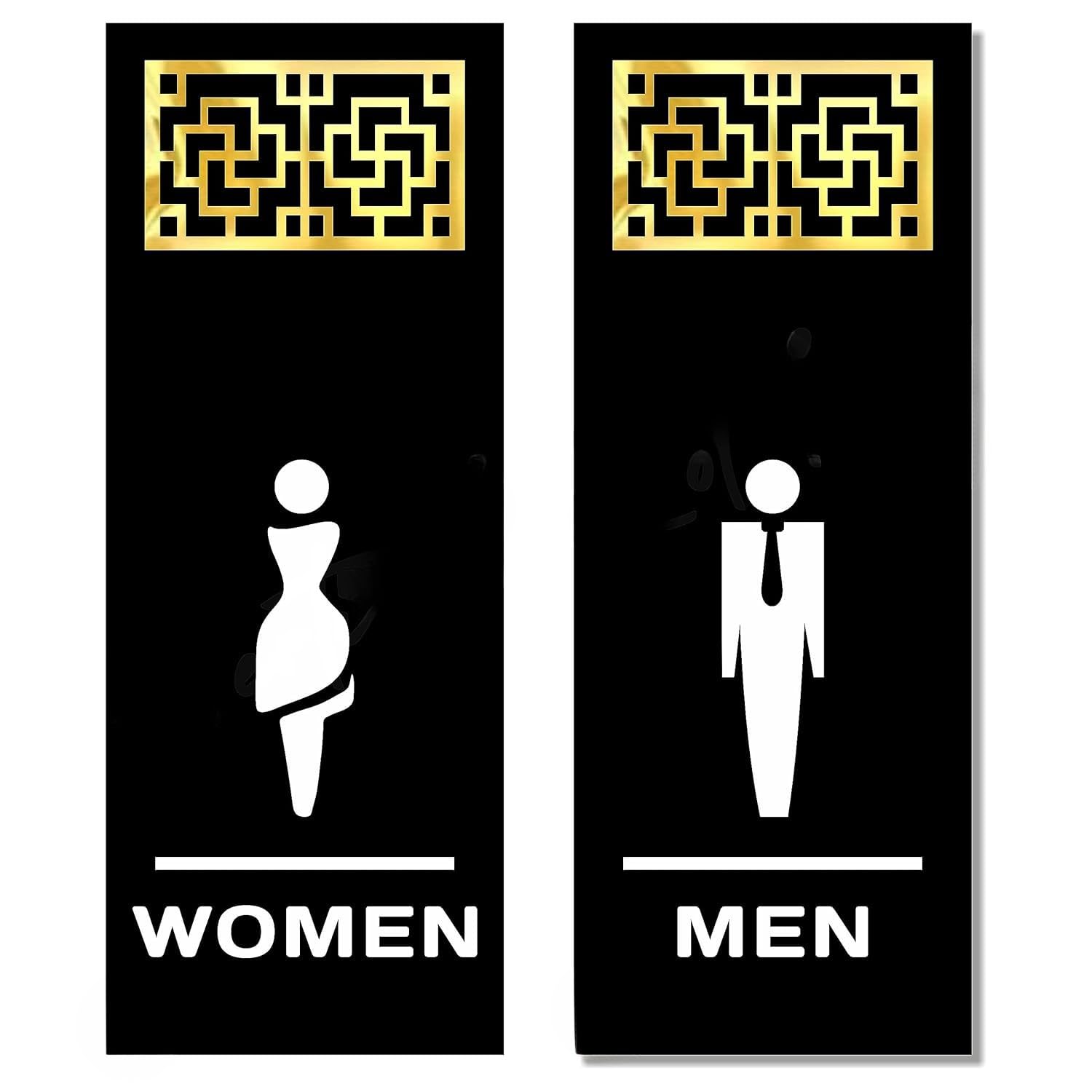 Universal Acrylic Men & Women Washroom Sign | Self-Adhesive Restroom Signage