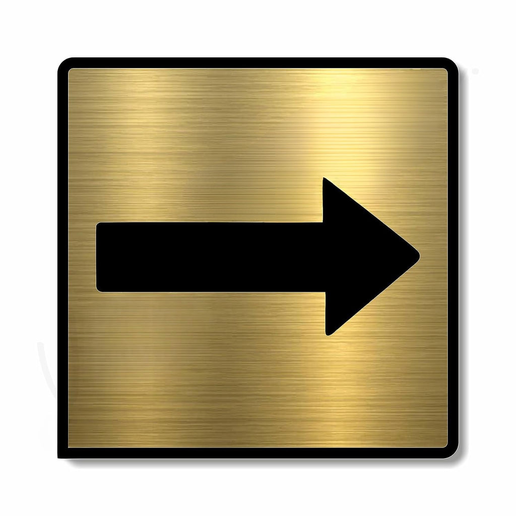 Premium Brushed Gold Finish Acrylic Direction Arrow Sign | Modern Wayfinding Signage