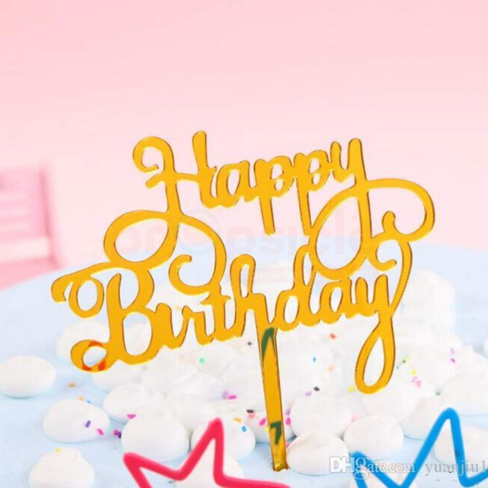 Elegant Golden Cake Decoration with Curvaceous Text