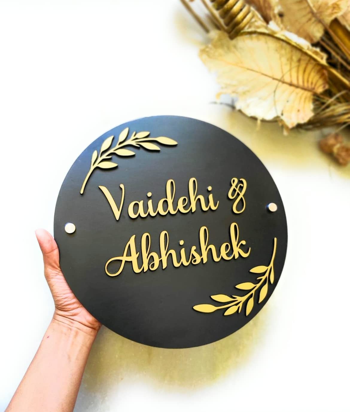 Wooden and Acrylic Laser Cut Black Name Plate