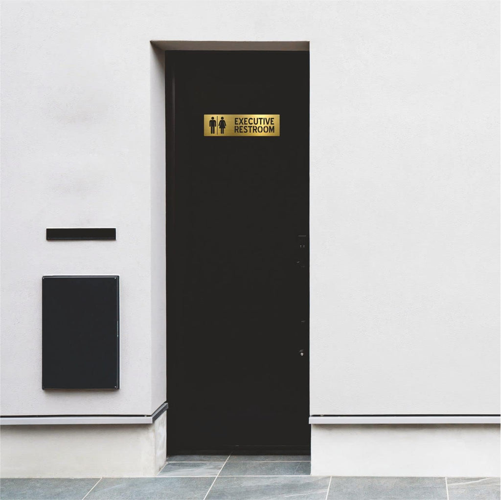 Elegant Brushed Gold Finish Acrylic Washroom Sign | 3 x 10 Inch Door Signage